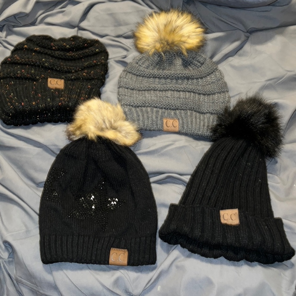 Set Of 4 C.C Hats All But One Were Worn Once, Bla… - image 1